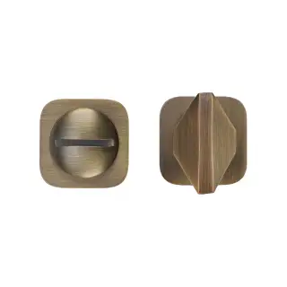 RT004-MINISQ-AB - Zoo Hardware Rosso Tecnica 'Mini' Squircle Turn and Release - Antique Brass