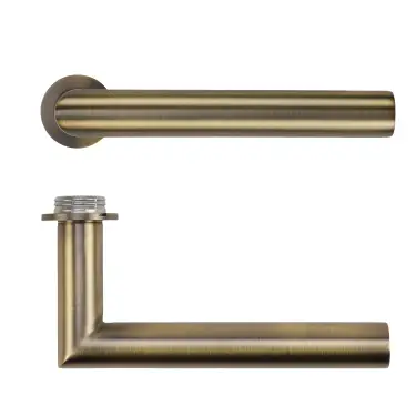 Click Here To Enlarge This Photo Of RT010-MINI-AB - Zoo Hardware Rosso Tecnica 'Lugano' Lever on Round Mini Rose - Antique Brass