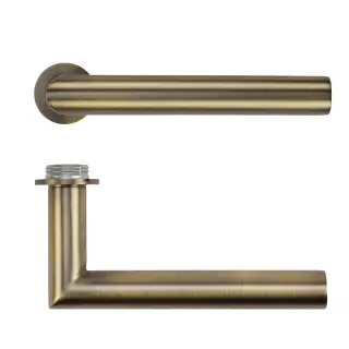RT010-MINI-AB - Zoo Hardware Rosso Tecnica 'Lugano' Lever on Round Mini Rose - Antique Brass