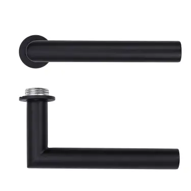 Click Here To Enlarge This Photo Of RT010-MINI-PCB - Zoo Hardware Rosso Tecnica 'Lugano' Lever on Round Mini Rose - Powder Coat Black