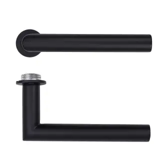 RT010-MINI-PCB - Zoo Hardware Rosso Tecnica 'Lugano' Lever on Round Mini Rose - Powder Coat Black