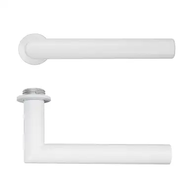Click Here To Enlarge This Photo Of RT010-MINI-PCW - Zoo Hardware Rosso Tecnica 'Lugano' Lever on Round Mini Rose - Powder Coat White