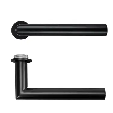 Click Here To Enlarge This Photo Of RT010-MINI-PVDBLK - Zoo Hardware Rosso Tecnica 'Lugano' Lever on Round Mini Rose - PVD Black