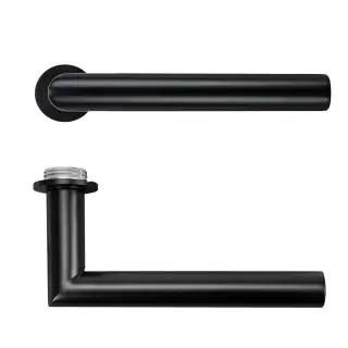 RT010-MINI-PVDBLK - Zoo Hardware Rosso Tecnica 'Lugano' Lever on Round Mini Rose - PVD Black