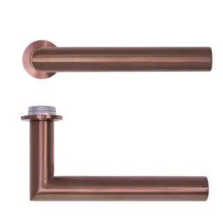 RT010-MINI-PVDBZ - Zoo Hardware Rosso Tecnica 'Lugano' Lever on Round Mini Rose - PVD Satin Bronze