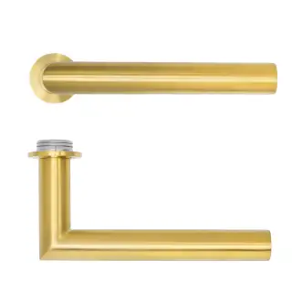 RT010-MINI-PVDSB - Zoo Hardware Rosso Tecnica 'Lugano' Lever on Round Mini Rose - PVD Satin Brass