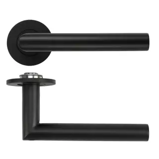 RT010-SLIM-PCB - Zoo Hardware Rosso Tecnica 'Lugano' Lever on 4mm Round Slim Rose (Sprung) - Powder Coat Black