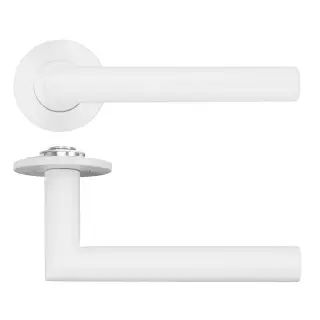 RT010-SLIM-PCW - Zoo Hardware Rosso Tecnica 'Lugano' Lever on 4mm Round Slim Rose (Sprung) - Powder Coat White
