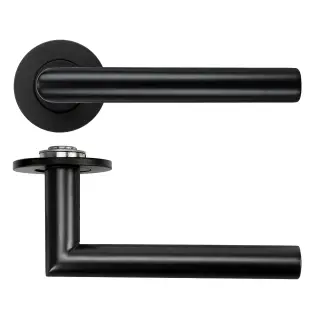 RT010-SLIM-PVDBLK - Zoo Hardware Rosso Tecnica 'Lugano' Lever on 4mm Round Slim Rose (Sprung) - PVD Black