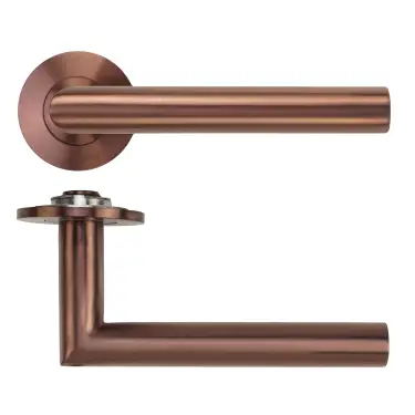 Click Here To Enlarge This Photo Of RT010-SLIM-PVDBZ - Zoo Hardware Rosso Tecnica 'Lugano' Lever on 4mm Round Slim Rose (Sprung) - PVD Satin Bronze