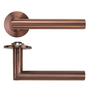 RT010-SLIM-PVDBZ - Zoo Hardware Rosso Tecnica 'Lugano' Lever on 4mm Round Slim Rose (Sprung) - PVD Satin Bronze