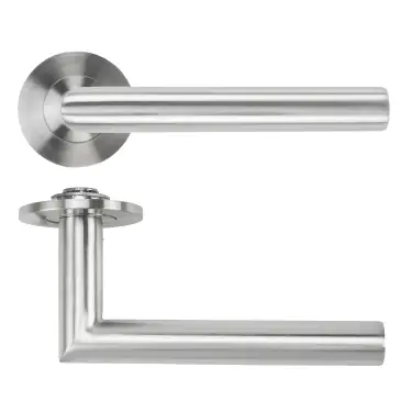 Click Here To Enlarge This Photo Of RT010-SLIM-SSS - Zoo Hardware Rosso Tecnica 'Lugano' Lever on 4mm Round Slim Rose (Sprung) - Satin Stainless Steel
