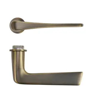 RT020-MINI-AB - Zoo Hardware Rosso Tecnica 'Como' Lever on Round Mini Rose - Antique Brass