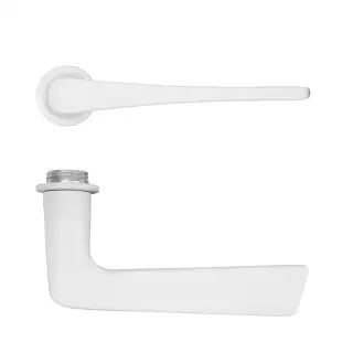 RT020-MINI-PCW - Zoo Hardware Rosso Tecnica 'Como' Lever on Round Mini Rose - Powder Coat White