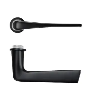 RT020-MINI-PVDBLK - Zoo Hardware Rosso Tecnica 'Como' Lever on Round Mini Rose - PVD black