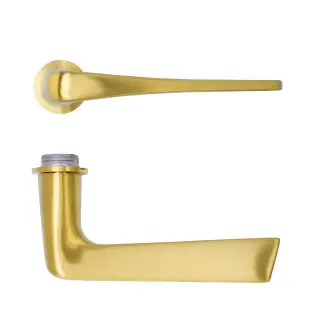 RT020-MINI-PVDSB - Zoo Hardware Rosso Tecnica 'Como' Lever on Round Mini Rose - PVD Satin Brass