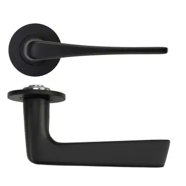 Click Here To Enlarge This Photo Of RT020-SLIM-PCB - Zoo Hardware Rosso Tecnica 'Como' Lever on 4mm Round Slim Rose (Sprung) - Powder Coat Black