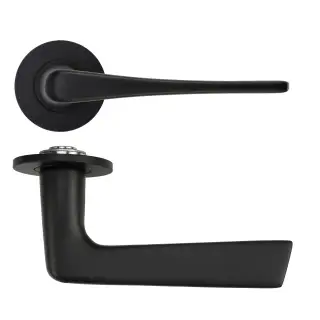 RT020-SLIM-PCB - Zoo Hardware Rosso Tecnica 'Como' Lever on 4mm Round Slim Rose (Sprung) - Powder Coat Black