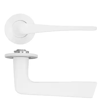 Click Here To Enlarge This Photo Of RT020-SLIM-PCW - Zoo Hardware Rosso Tecnica 'Como' Lever on 4mm Round Slim Rose (Sprung) - Powder Coat White