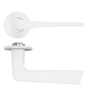 RT020-SLIM-PCW - Zoo Hardware Rosso Tecnica 'Como' Lever on 4mm Round Slim Rose (Sprung) - Powder Coat White