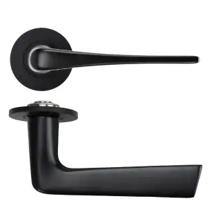 RT020-SLIM-PVDBLK - Zoo Hardware Rosso Tecnica 'Como' Lever on 4mm Round Slim Rose (Sprung) - PVD Black