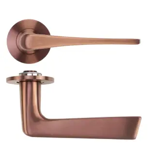RT020-SLIM-PVDBZ - Zoo Hardware Rosso Tecnica 'Como' Lever on 4mm Round Slim Rose (Sprung) - PVD Satin Bronze