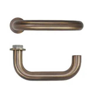 RT030-MINI-AB - Zoo Hardware Rosso Tecnica 'Maggiore' Lever on Round Mini Rose - Antique Brass