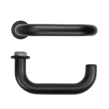 Click Here To Enlarge This Photo Of RT030-MINI-PCB - Zoo Hardware Rosso Tecnica 'Maggiore' Lever on Round Mini Rose - Powder Coat Black