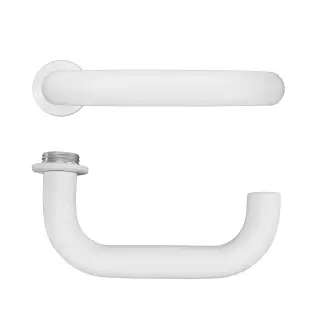 RT030-MINI-PCW - Zoo Hardware Rosso Tecnica 'Maggiore' Lever on Round Mini Rose - Powder Coat White