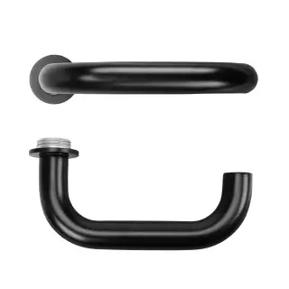 RT030-MINI-PVDBLK - Zoo Hardware Rosso Tecnica 'Maggiore' Lever on Round Mini Rose - PVD Black