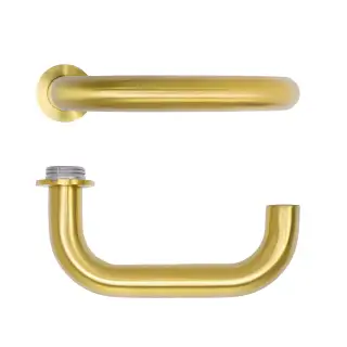 RT030-MINI-PVDSB - Zoo Hardware Rosso Tecnica 'Maggiore' Lever on Round Mini Rose - PVD Satin Brass