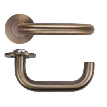 Click Here To Enlarge This Photo Of RT030-SLIM-AB - Zoo Hardware Rosso Tecnica 'Maggiore' Lever on 4mm Round Slim Rose (Sprung) - Antique Brass