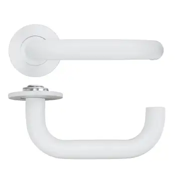 Click Here To Enlarge This Photo Of RT030-SLIM-PCW - Zoo Hardware Rosso Tecnica 'Maggiore' Lever on 4mm Round Slim Rose (Sprung) - Powder Coat White