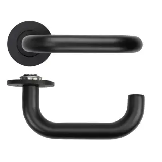 RT030-SLIM-PVDBLK - Zoo Hardware Rosso Tecnica 'Maggiore' Lever on 4mm Round Slim Rose (Sprung) - PVD Black