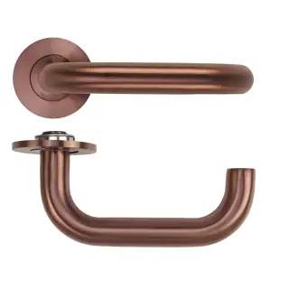 RT030-SLIM-PVDBZ - Zoo Hardware Rosso Tecnica 'Maggiore' Lever on 4mm Round Slim Rose (Sprung) - PVD Satin Bronze