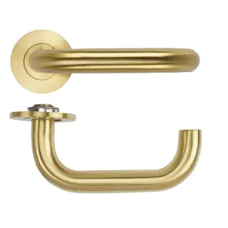 RT030-SLIM-PVDSB - Zoo Hardware Rosso Tecnica 'Maggiore' Lever on 4mm Round Slim Rose (Sprung) - PVD Satin Brass