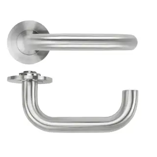 RT030-SLIM-SSS - Zoo Hardware Rosso Tecnica 'Maggiore' Lever on 4mm Round Slim Rose (Sprung) - Satin Stainless Steel