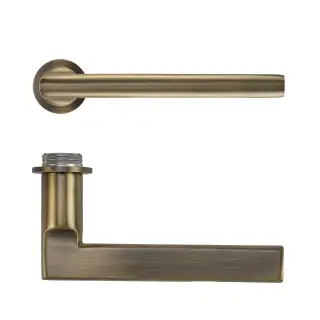 RT040-MINI-AB - Zoo Hardware Rosso Tecnica 'Varese' Lever on Round Mini Rose - Antique Brass