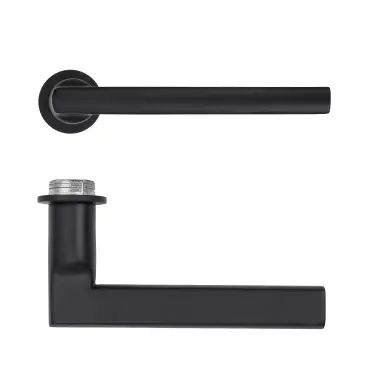 Click Here To Enlarge This Photo Of RT040-MINI-PCB - Zoo Hardware Rosso Tecnica 'Varese' Lever on Round Mini Rose - Powder Coat Black