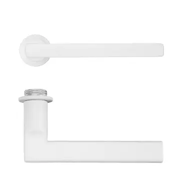 Click Here To Enlarge This Photo Of RT040-MINI-PCW - Zoo Hardware Rosso Tecnica 'Varese' Lever on Round Mini Rose - Powder Coat White