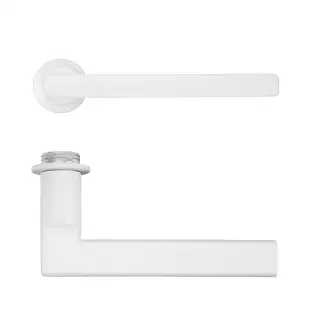 RT040-MINI-PCW - Zoo Hardware Rosso Tecnica 'Varese' Lever on Round Mini Rose - Powder Coat White