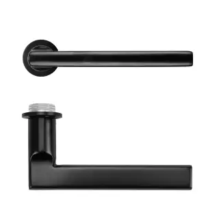 RT040-MINI-PVDBLK - Zoo Hardware Rosso Tecnica 'Varese' Lever on Round Mini Rose - PVD Black