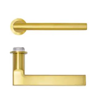 RT040-MINI-PVDSB - Zoo Hardware Rosso Tecnica 'Varese' Lever on Round Mini Rose - PVD Satin Brass