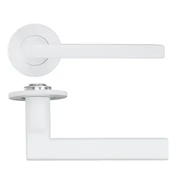Click Here To Enlarge This Photo Of RT040-SLIM-PCW - Zoo Hardware Rosso Tecnica 'Varese' Lever on 4mm Round Slim Rose (Sprung) - Powder Coat White