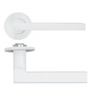 RT040-SLIM-PCW - Zoo Hardware Rosso Tecnica 'Varese' Lever on 4mm Round Slim Rose (Sprung) - Powder Coat White