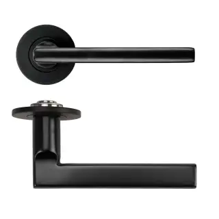 RT040-SLIM-PVDBLK - Zoo Hardware Rosso Tecnica 'Varese' Lever on 4mm Round Slim Rose (Sprung) - PVD Black