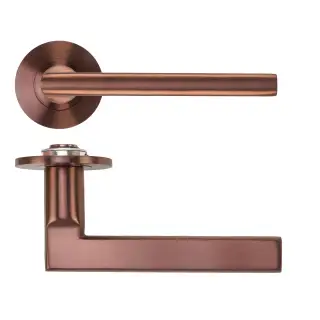 RT040-SLIM-PVDBZ - Zoo Hardware Rosso Tecnica 'Varese' Lever on 4mm Round Slim Rose (Sprung) - PVD Satin Bronze