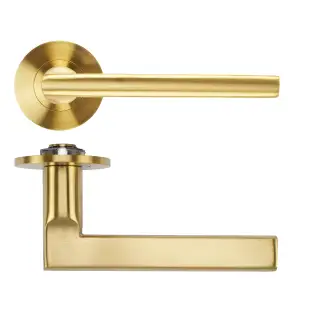 RT040-SLIM-PVDSB - Zoo Hardware Rosso Tecnica 'Varese' Lever on 4mm Round Slim Rose (Sprung) - PVD Satin Brass