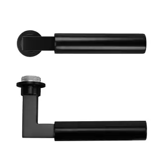 RT050-MINI-PVDBLK - Zoo Hardware Rosso Tecnica 'Garda' Lever on Round Mini Rose - PVD Black