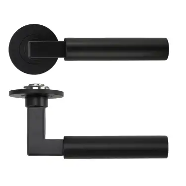 Click Here To Enlarge This Photo Of RT050-SLIM-PCB - Zoo Hardware Rosso Tecnica 'Garda' Lever on 4mm Round Slim Rose (Sprung) - Powder Coat Black